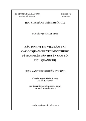 Luận văn xác định vị trí việc làm tại các cơ quan chuyên môn thuộc ủy ban nhân dân huyện cam lộ tỉnh quảng trị