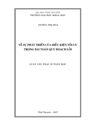 Luận văn về sự phát triển của điều kiện tối ưu trong bài toán quy hoạch lồi