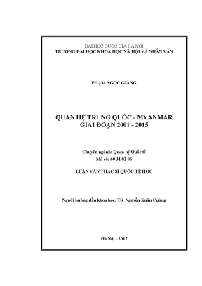 Luận văn thạc sĩ quan hệ trung quốc myanmar giai đoạn 2001 2015
