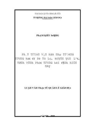 Luận văn phát triển văn hóa nhà trường trung học cơ sở tề lỗ huyện yên lạc tỉnh vĩnh phúc trong bối cảnh hiện nay