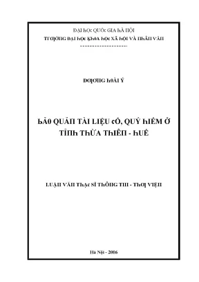 Luận văn bảo quản tài liệu cổ quý hiếm ở tỉnh thừa thiên huế