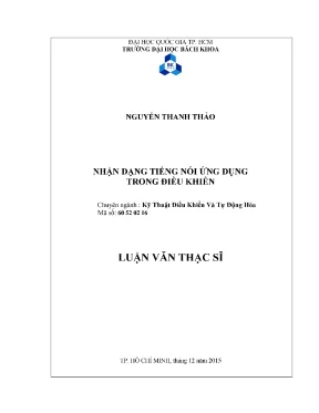 Luận văn thạc sĩ kỹ thuật điều khiển và tự động hóa nhận dạng tiếng nói ứng dụng trong điều khiển