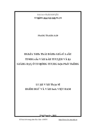 Luận văn nghĩa tình thái đánh giá của câu trong các văn bản truyện và kí giảng dạy ở trường trung học phổ thông