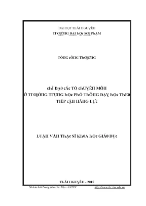 Luận văn chỉ đạo các tổ chuyên môn ở trường trung học phổ thông dạy học theo tiếp cận năng lực