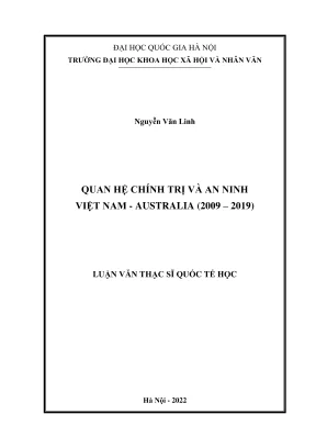 Luận văn thạc sĩ quốc tế học quan hệ chính trị và an ninh việt nam australia 2009 2019