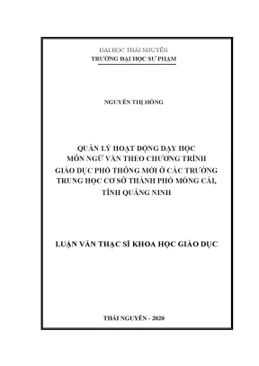 Luận văn quản lý hoạt động dạy học môn ngữ văn theo chương trình giáo dục phổ thông mới ở các trường trung học cơ sở thành phố móng cái tỉnh quảng ninh