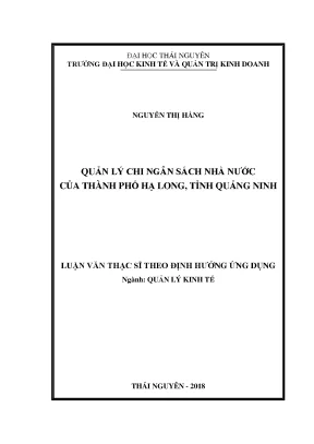 Luận văn quản lý chi ngân sách nhà nước của thành phố hạ long tỉnh quảng ninh