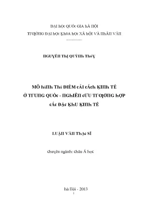 Luận văn mô hình thí điểm cải cách kinh tế ở trung quốc nghiên cứu trường hợp các đặc khu kinh tế
