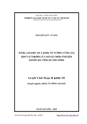 Luận văn nâng cao hiệu quả kinh tế trồng rừng cây keo tai tượng của hộ gia đình ở huyện hoành bồ tỉnh quảng ninh