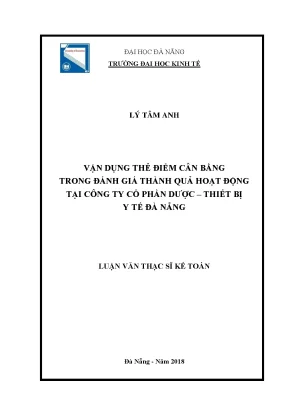 Luận văn vận dụng thẻ điểm cân bằng trong đánh giá thành quả hoạt động tại công ty cổ phần dược thiết bị y tế đà nẵng