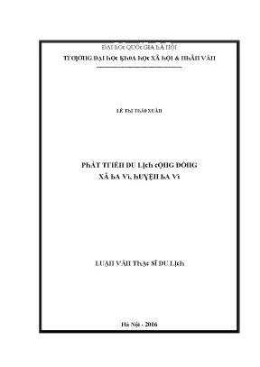 Luận văn phát triển du lịch cộng đồng xã ba vì huyện ba vì