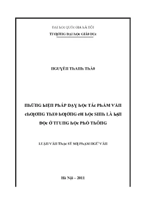 Luận văn những biện pháp dạy học tác phẩm văn chương theo hướng coi học sinh là bạn đọc ở trung học phổ thông