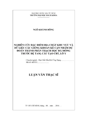 Luận văn thạc sĩ địa chất dầu khí ứng dụng nghiên cứu đặc điểm địa chất khu vực và dữ liệu các giếng khoan kế cận nhằm dự đoán thành phần thạch học đá móng trước đệ tam cấu tạo cbt lô y