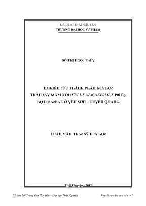 Luận văn nghiên cứu thành phần hóa học thân cây mâm xôi rubus alceaefolius poir họ rosaceae ở yên sơn tuyên quang