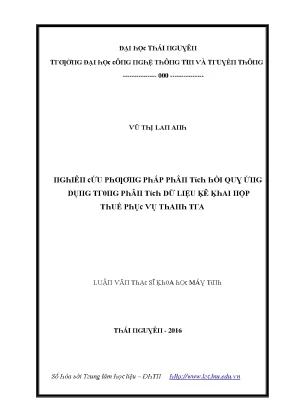 Luận văn nghiên cứu phương pháp phân tích hồi quy ứng dụng trong phân tích dữ liệu kê khai nộp thuế phục vụ thanh tra