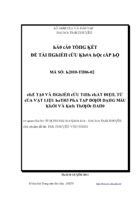 Luận văn chế tạo và nghiên cứu tính chất điện từ của vật liệu batio3 pha tạp dưới dạng mẫu khối và kích thước nano