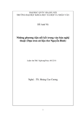 Luận văn thạc sĩ những phương tiện nối kết trong văn bản nghệ thuật dựa trên cứ liệu thơ nguyễn bính