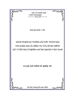 Luận văn hoàn thiện hệ thống chỉ tiêu phân tích tài chính cho các công ty xây dựng niêm yết trên thị trường chứng khoán việt nam