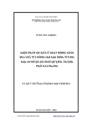 Luận văn biện pháp quản lý hoạt động giáo dục giá trị sống cho học sinh trung học cơ sở quận ngô quyền thành phố hải phòng