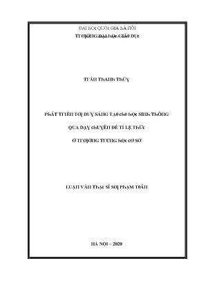 Luận văn phát triển tư duy sáng tạo cho học sinh thông qua dạy chuyên đề tỉ lệ thức ở trường trung học cơ sở