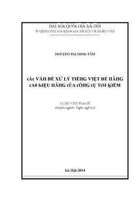 Luận văn các vấn đề xử lý tiếng việt để nâng cao hiệu năng của công cụ tìm kiếm