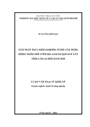 Luận văn giải pháp thực hiện chương trình xây dựng nông thôn mới trên địa bàn huyện bát xát tỉnh lào cai đến năm 2020