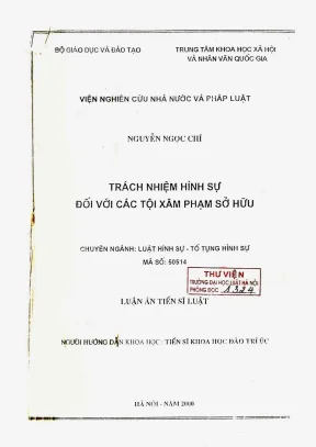 Luận án tiến sĩ luật học trách nhiệm hình sự đối với các tội xâm phạm sở hữu