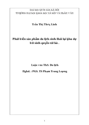 Luận văn phát triển sản phẩm du lịch sinh thái tại khu dự trữ sinh quyển cát bà
