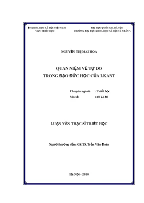 Luận văn thạc sĩ quan niệm về tự do trong đạo đức học của i kant