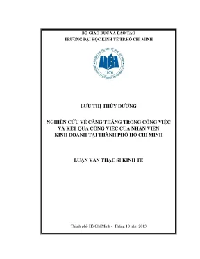 Luận văn nghiên cứu về căng thẳng trong công việc và kết quả công việc của nhân viên kinh doanh tại tphcm