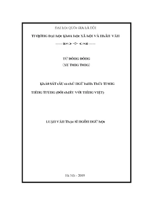 Luận văn khảo sát câu có chủ ngữ hình thức trong tiếng trung đối chiếu với tiếng việt