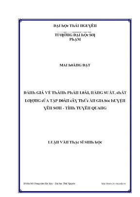 Luận văn đánh giá về thành phần loài năng suất chất lượng của tập đoàn cây thức ăn gia súc huyện yên sơn tỉnh tuyên quang