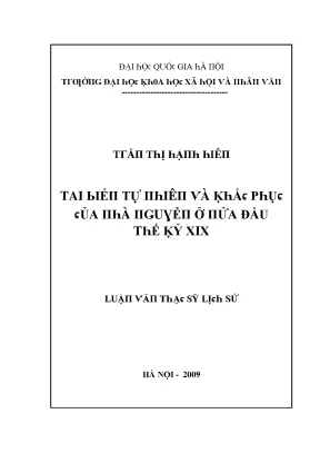 Luận văn tai biến tự nhiên và khắc phục của nhà nguyễn ở nửa đầu thế kỉ xix
