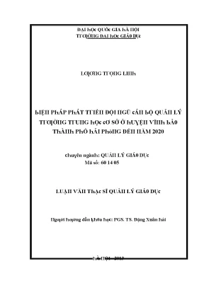 Luận văn biện pháp phát triển đội ngũ cán bộ quản lý trường trung học cơ sở ở huyện vĩnh bảo thành phố hải phòng đến năm 2020