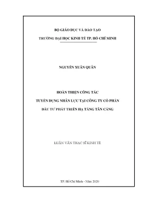 Luận văn hoàn thiện công tác tuyển dụng nhân lực tại công ty cổ phần đầu tư phát triển hạ tầng tân cảng