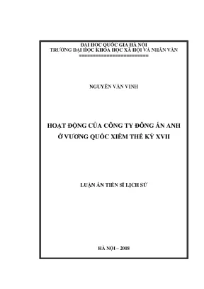 Luận án tiến sĩ hoạt động của công ty đông ấn anh ở vương quốc xiêm thế kỷ xvii