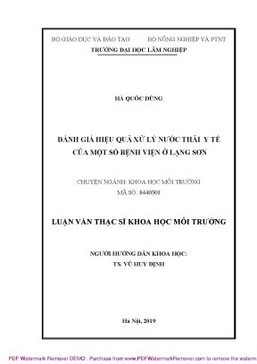 Luận văn thạc sĩ đánh giá hiệu quả xử lý nước thải y tế của một số bệnh viện ở lạng sơn