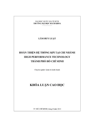 Luận văn thạc sĩ quản trị kinh doanh hoàn thiện hệ thống kpi tại chi nhánh high performance technology thành phố hồ chí minh