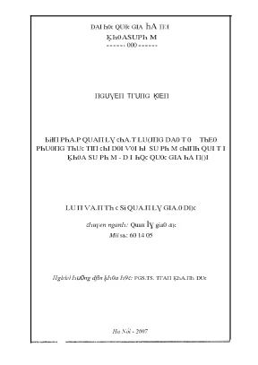 Luận văn biện pháp quản lý chất lượng đào tạo theo phương thức tín chỉ đối với hệ sư phạm chính qui tại khoa sư phạm đại học quốc gia hà nội
