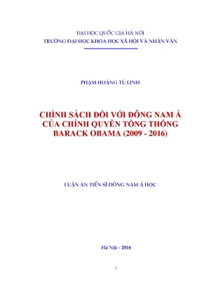 Luận án tiến sĩ chính sách đối với đông nam á của chính quyền tổng thống barack obama 2009 2016