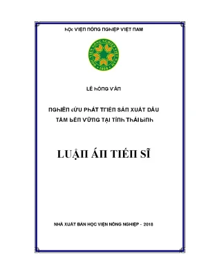 Luận văn nghiên cứu phát triển sản xuất dâu tằm bền vững tại tỉnh thái bình