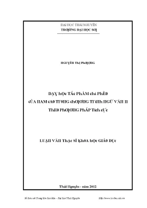 Luận văn dạy học tác phẩm chí phèo của nam cao trong chương trình ngữ văn 11 theo phương pháp tích cực