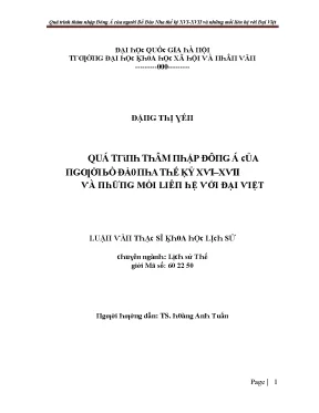 Luận văn quá trình thâm nhập đông á của người bồ đào nha thế kỷ xvi xvii và những mối liên hệ với đại việt
