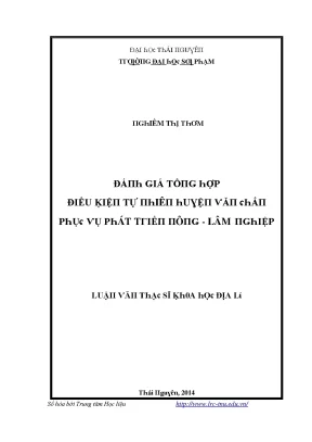 Luận văn đánh giá tổng hợp điều kiện tự nhiên huyện văn chấn phục vụ phát triển nông lâm nghiệp