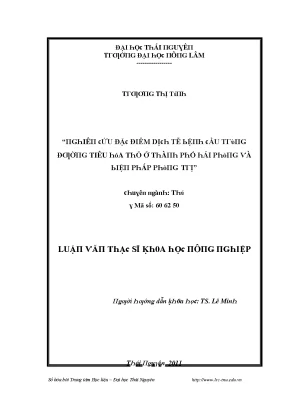 Luận văn nghiên cứu đặc điểm dịch tễ bệnh cầu trùng đường tiêu hoá thỏ ở thành phố hải phòng và biện pháp phòng trị