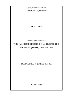 Luận văn đánh giá giáo viên theo chuẩn nghề nghiệp tại các trường thcs của huyện kim bôi tỉnh hòa bình