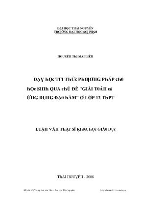 Luận văn dạy học tri thức phương pháp cho học sinh qua chủ đề