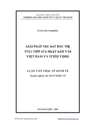 Luận văn giải pháp thu hút đầu tư trực tiếp của nhật bản vào việt nam và triển vọng