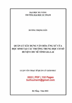 Luận văn thạc sĩ quản lý xây dựng văn hóa ứng xử của học sinh tại các trường trung học cơ sở huyện chư sê tỉnh gia lai