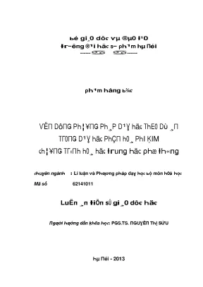 Luận văn vận dụng phương pháp dạy học theo dự án trong dạy học phần hóa phi kim chương trình hóa học trung học phổ thông